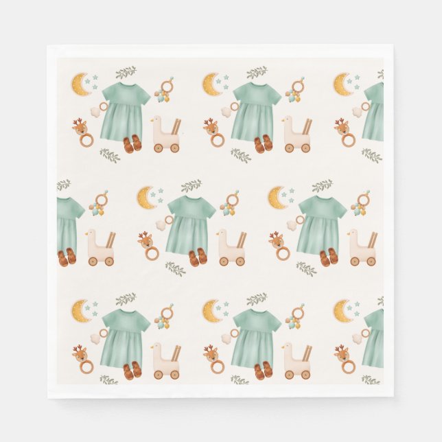 Elegant Boho Flicka Clothes Baby Shower Pappersservett (Framsidan)