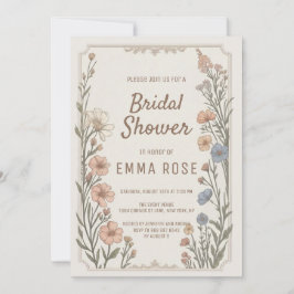Elegant Boho Floral Bridal Shower Invitation Inbjudningar