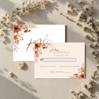 Elegant boho Floral Hand-Drawn  Wedding RSVP Anteckningskort