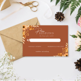 Elegant boho Floral Hand-Drawn  Wedding RSVP Anteckningskort