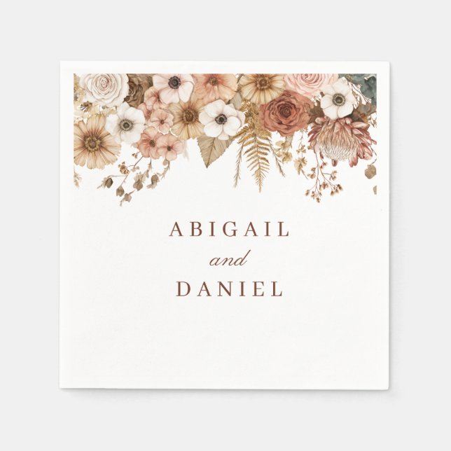 Elegant Boho Floral Wedding  Pappersservett (Framsidan)