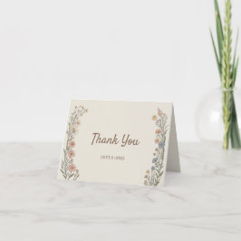 Elegant Boho Floral Wedding Thank You Card Tack Kort