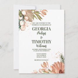 Elegant Boho Flowers Ram Inbjudningar