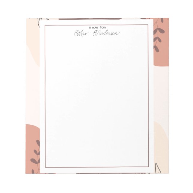 Elegant Boho Frame Teacher  Anteckningsblock (Framsida)