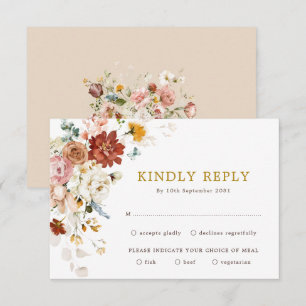 Elegant Boho Garden Flower Bouquet Bröllop OSA Kort