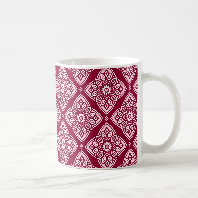 Elegant Boho Geometric Blommönster Kaffemugg (Höger)