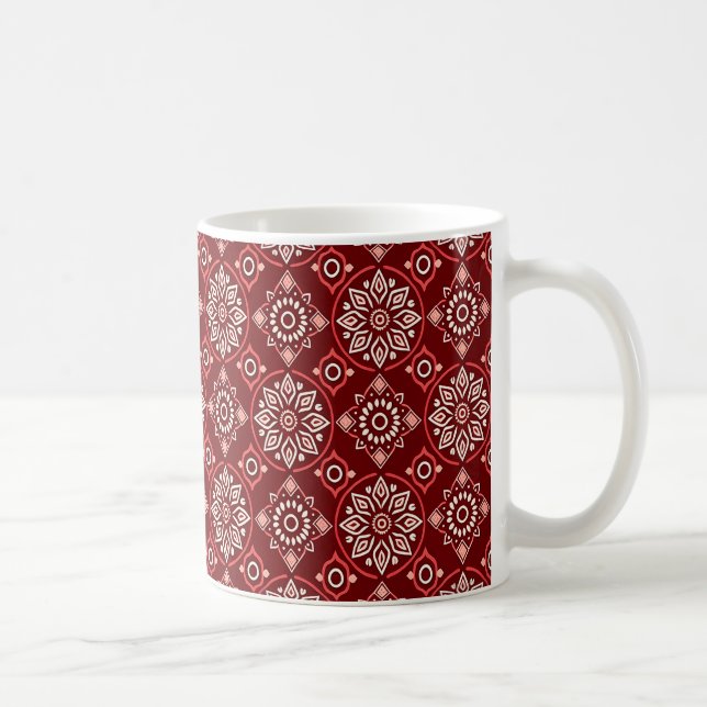Elegant Boho Geometric Blommönster Kaffemugg (Höger)