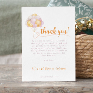Elegant Boho Girl Balloon Baby Shower Tack Kort