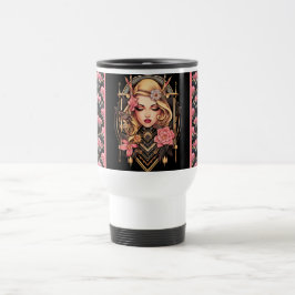 Elegant Boho Girl Black and Rosa Mugg