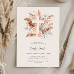 Elegant Boho Girl Blommigt Baptism Inbjudningar<br><div class="desc">Elegant Boho Pampas Blommigt Baptism-inbjudan</div>