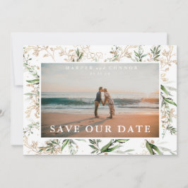 Elegant Boho Golden Sage Eucalyptus Greenery Photo Spara Datumet