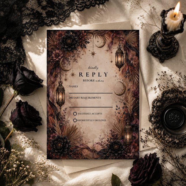 Elegant Boho Goth Bröllop OSA Kort (Skapare uppladdad)