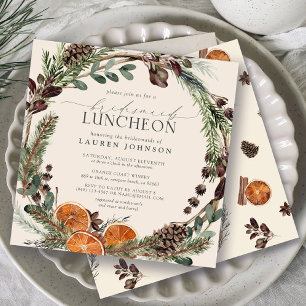 Elegant Boho Greenery Citrus Bridesmaids Luncheon Inbjudningar