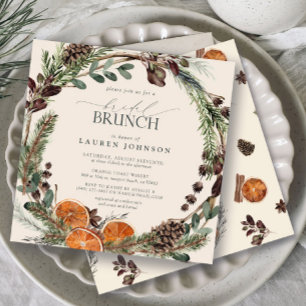 Elegant Boho Greenery Citrus Fall Möhippa Brunch Inbjudningar