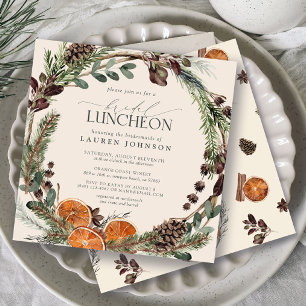 Elegant Boho Greenery Citrus Fall Möhippa Luncheon Inbjudningar