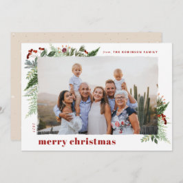 Elegant Boho Greenery Dry Push Effect Photo Julkort