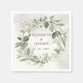 Elegant Boho Greenery Eucalyptus Bröllop Pappersservett