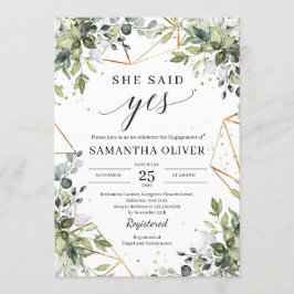 Elegant Boho greenery och guld ramar sade ja Inbjudningar