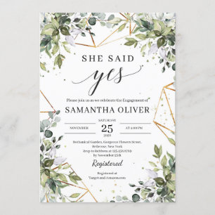 Elegant Boho greenery och guld ramar sade ja Inbjudningar