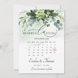Elegant Boho greenery succulents reserva la fecha Spara Datumet
