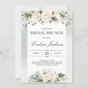 Elegant boho greenery vit ros möhippa brunch inbjudningar