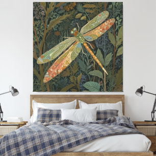 Elegant boho grön trollslända canvastryck