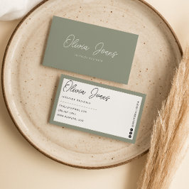 Elegant Boho Grönt Branding Modern Trendig Unik Visitkort
