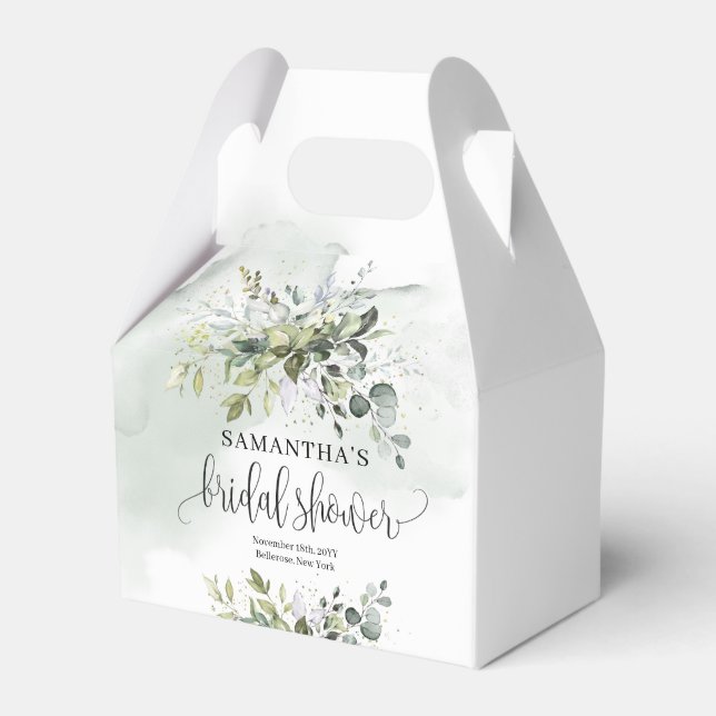 Elegant boho grönt eucalyptus guld Möhippa Presentaskar (Framsidan Sidan)