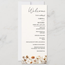 Elegant Boho Grönt Wildblomma Bröllopsprogram Card Inbjudningar