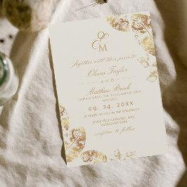 Elegant Boho | Guld Autumn Bröllop Inbjudningar