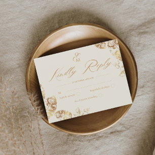 Elegant Boho Guld Autumn Bröllop OSA Kort