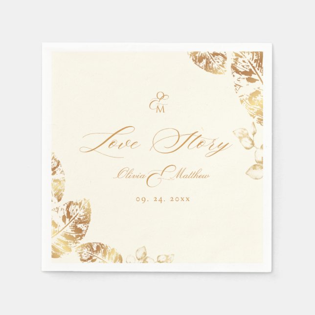 Elegant Boho | Guld Autumn Bröllop Pappersservett (Framsidan)