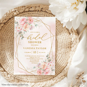 Elegant Boho Guld Blommigt Möhippa Invit Inbjudningar