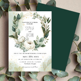 Elegant Boho Guld Greenery Eucalyptus Winter Inbjudningar