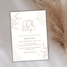 Elegant Boho Guld Lövs Butterfly Baby Shower