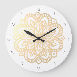 Elegant Boho Guld Mandala Wall Clock Stor Klocka