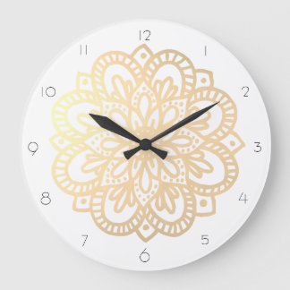 Elegant Boho Guld Mandala Wall Clock Stor Klocka