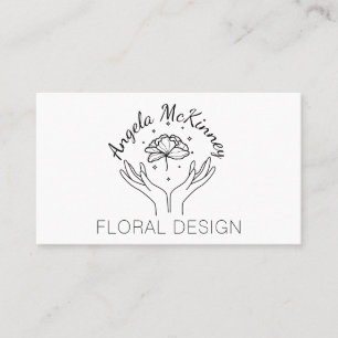 Elegant Boho Händer & Flower Florist Logotyp Visitkort