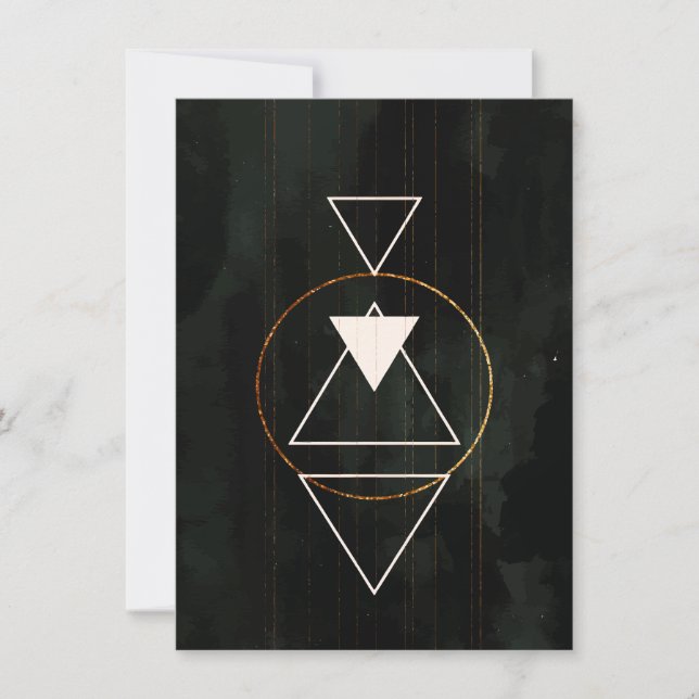 Elegant Boho Helig Geometri Guld Cirkel Trianglar Inbjudningar (Framsida)