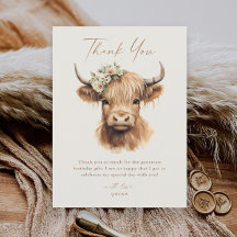 Elegant Boho Highland Cow Barns födelsedag