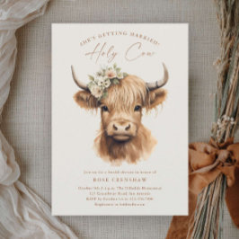 Elegant Boho Highland Ko Bröllopsdusch Inbjudningar