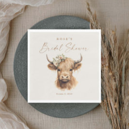 Elegant Boho Highland Ko Bröllopsdusch Pappersservett