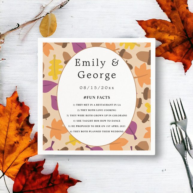 Elegant Boho Höst löv Hösten Blommigt Bröllop Pappersservett (Skapare uppladdad)