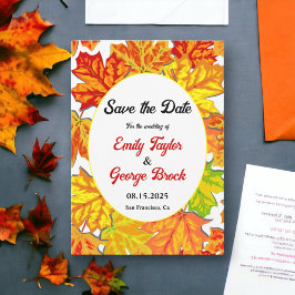 Elegant Boho Höst löv Land Blommigt Bröllop Spara Datumet