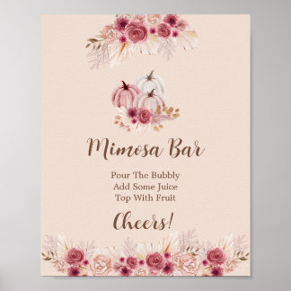Elegant Boho Höst Pumpa Mimosa Bar Poster