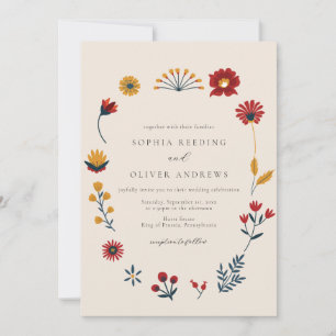 Elegant Boho Hygge Blommigt Photo Bröllop Inbjudningar