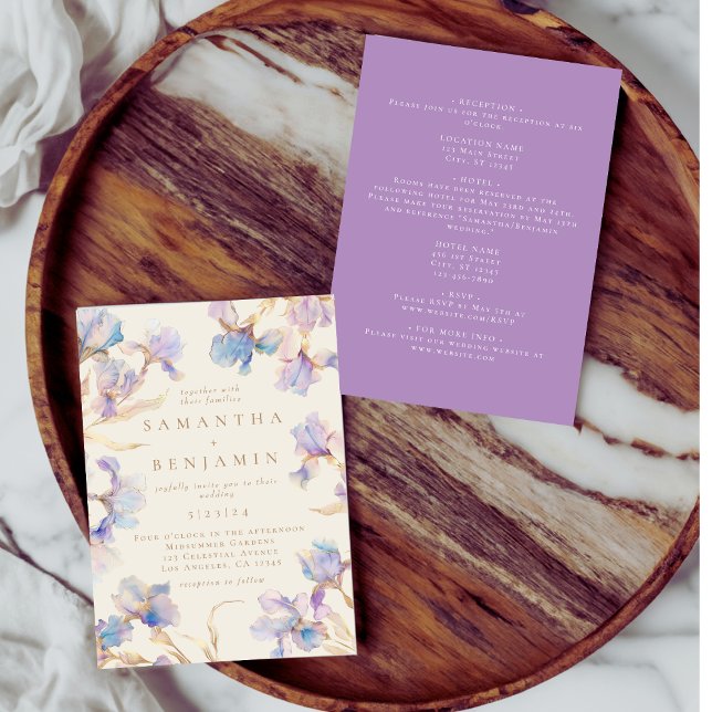 Elegant Boho Iris alla på en bröllopsinbjudan Inbjudningar (Skapare uppladdad)