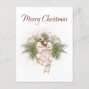 Elegant Boho Ivory Grönt Vattenfärgjul Vykort