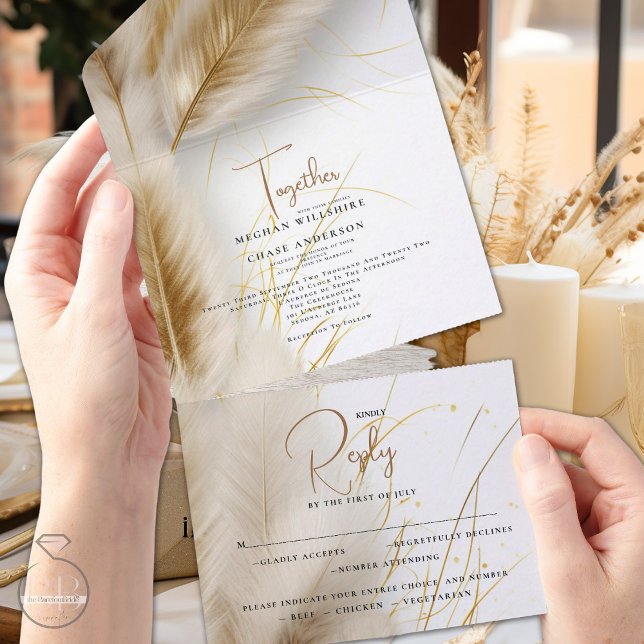 Elegant Boho Ivory och Guld Pampas (Skapare uppladdad)