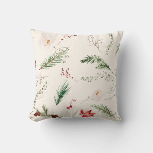 Elegant Boho jul Helgdag Poinsettia Gräs Kudde